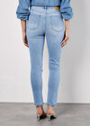Slim Fit Rhinestone Pearl Jeans, Blue, large