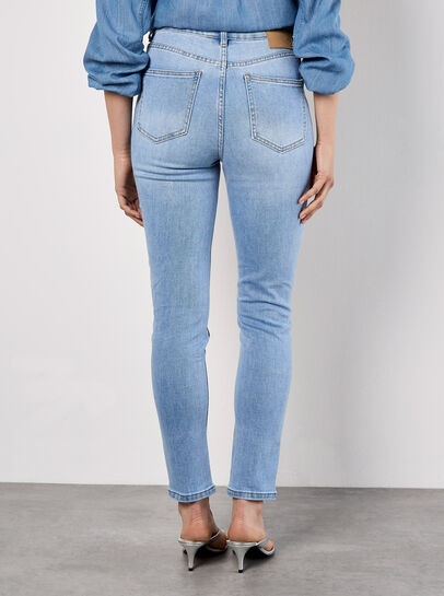 Slim Fit Rhinestone Pearl Jeans
