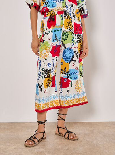 Colourful Sketch Print Culottes