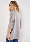 Textured Cable Knit Batwing Oversized Top, Grey, large
