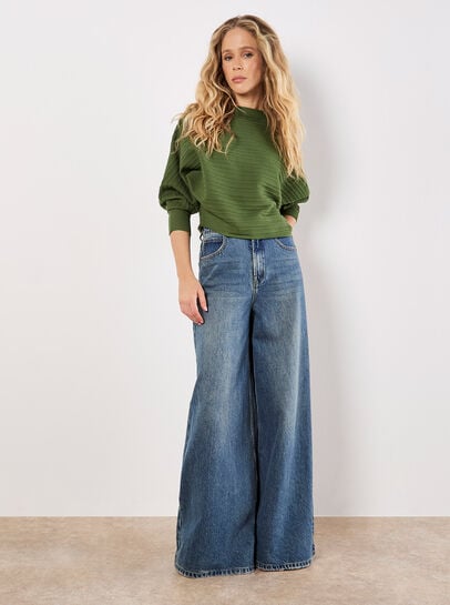 Rib Knit Batwing Jumper