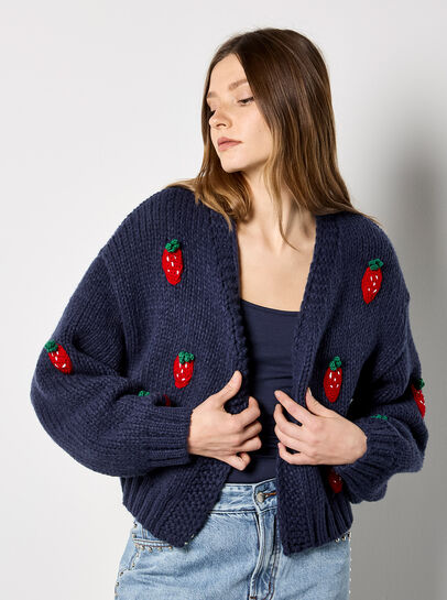 Chunky Knit Strawberry Cardigan