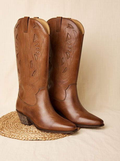 Tall Leather Cowboy Boots