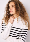 Mock Neck Stripe Jumper, White, large