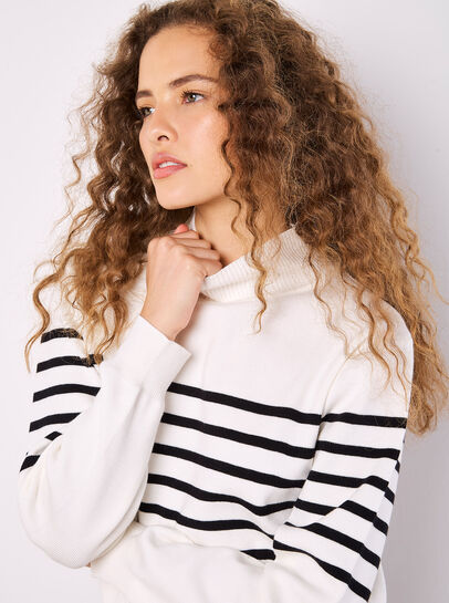 Mock Neck Stripe Jumper