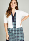 Button Sleeve Detail Knit Shrug +, Cream, large