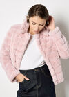 Faux Fur Panel Short Jacket, Pink, large