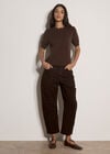 Scallop Knitted T-Shirt, Brown, large
