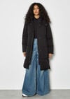 Longline Padded Puffer Coat, Black, large