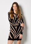 Zebra Print Jumper Mini Dress, Stone, large