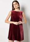 Velvet Bow Back Swing Dress, Burgundy, large