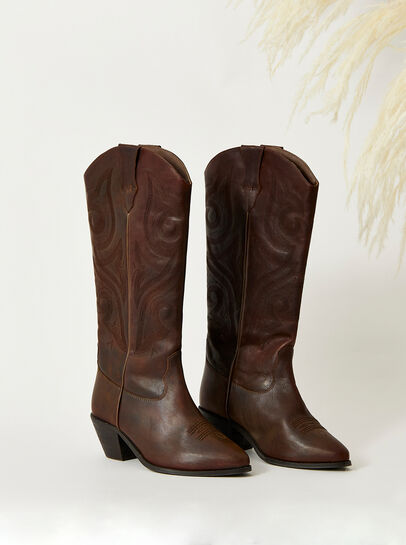 Brown Cowboy Leather Boots