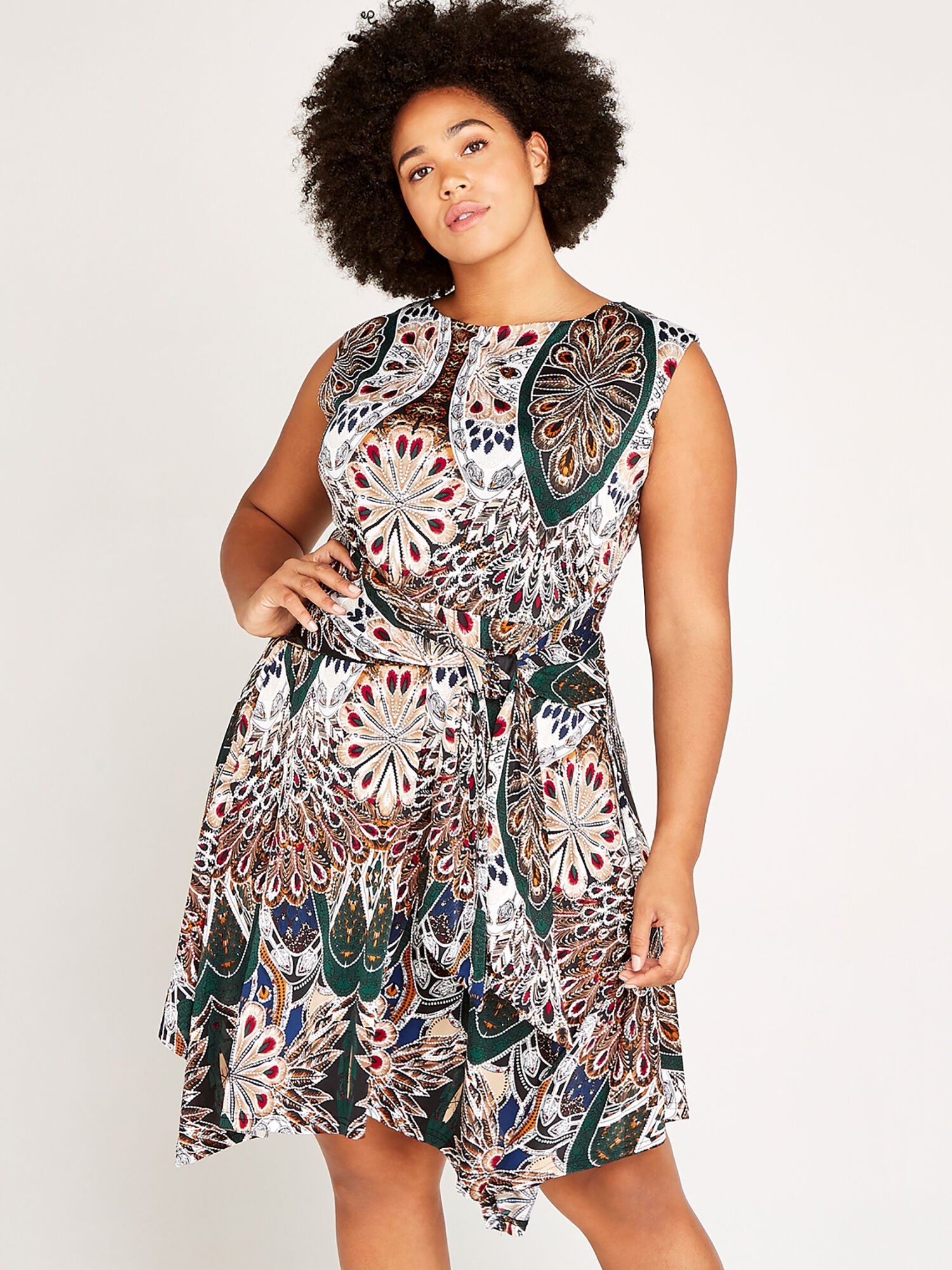 Peacock Feather Dress Apricot Clothing