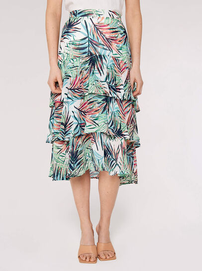 Painterly Tropical Midi Skirt