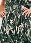 Marble Print Midi Dress, Green, large