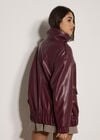 Oversized Faux Leather Jacket, Plum, large