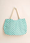 Printed Cotton Fabric Bag, Blue, large