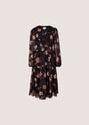 Chiffon Floral Tiered Midi Dress, Black, large