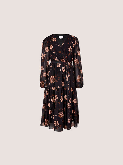 Chiffon Floral Tiered Midi Dress