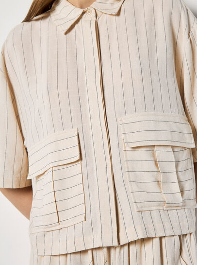 Pinstripe Linen Blend Shirt