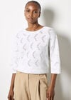 Textured Pointelle Batwing Jumper, White, large