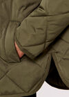 Collarless Quilted Jacket, Khaki, large