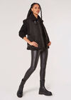 Leather-Look Panel Leggings, Black, large