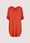 Soft Batwing Cocoon Mini Dress , Rust, large