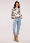 Cow Print Satin Top, Stone, large
