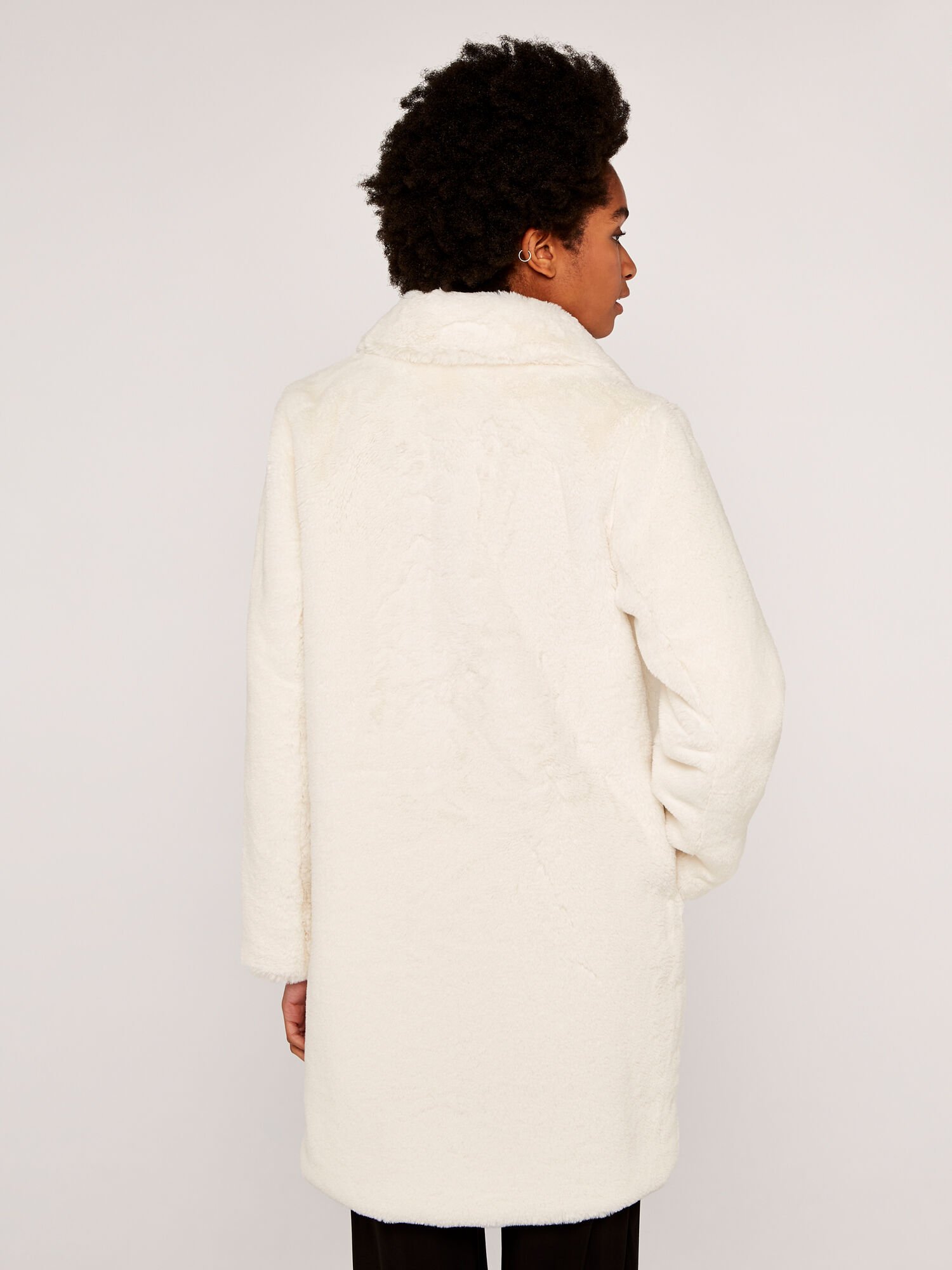Cream longline faux fur coat best sale