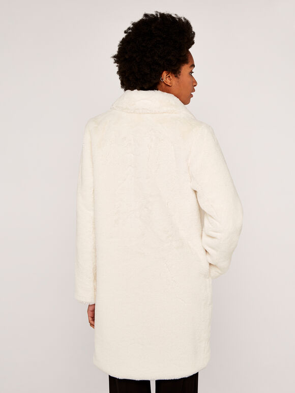 Soft Faux Fur Coat, Cream, large