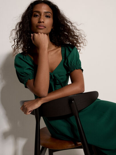 Tie Detail Milkmaid Midaxi Dress