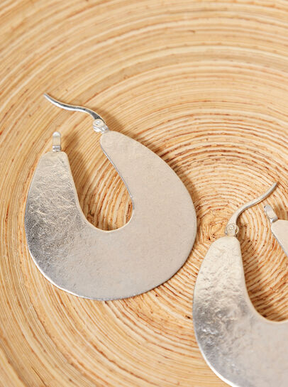 Silver Hammered Hoop Earrings