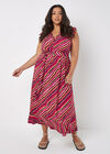 Curve Retro Wave Ruffle Maxi Dress, Pink, large