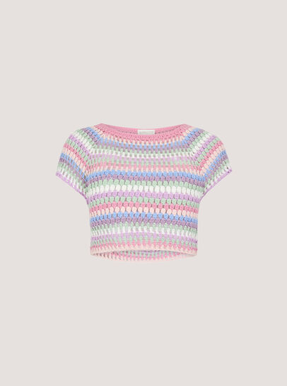 Hand-Crocheted Stripes Crop Top