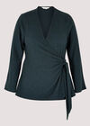Curve Ribbed Jersey Wrap Top, Green, large