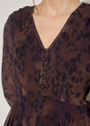 Leopard Print Chiffon Midi Dress, Brown, large