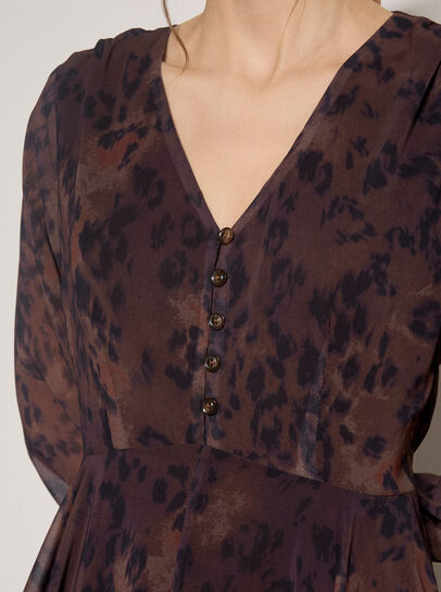 Leopard Print Chiffon Midi Dress