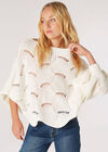 Swirl Knit Poncho Jumper, Cream, large