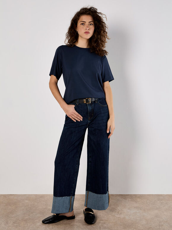 Modal Jersey Basic T-Shirt, Navy, large