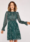 Abstract Animal Skater Dress, Green, large