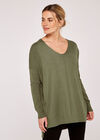 Weicher Pullover mit V-Ausschnitt, Grün, Größe L