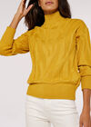 Jacquard Mock Neck Jumper, Mustard, large