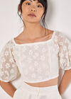 Daisy Mesh Cropped Top, Cream, large