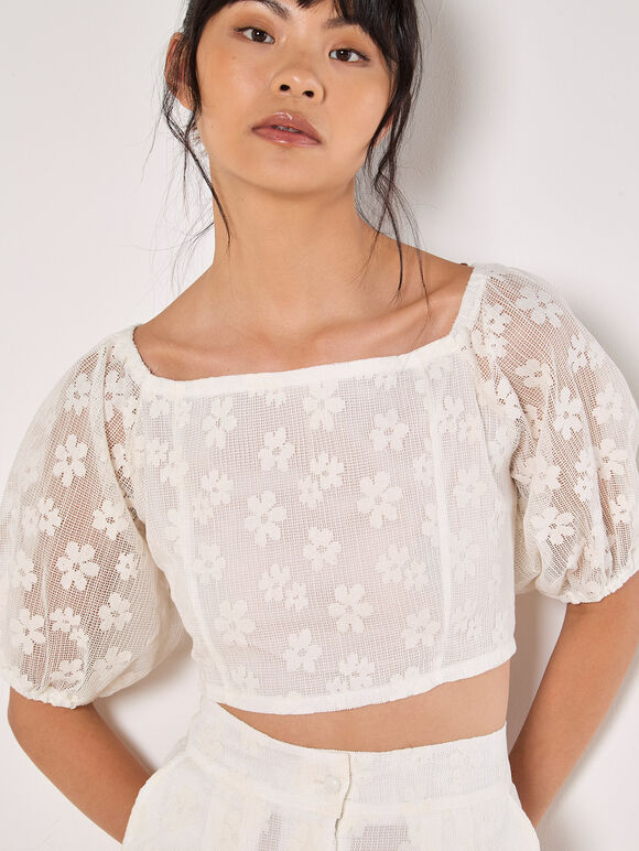 White Daisy Mesh Co-ord, , large