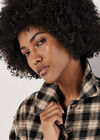 Cropped Check Shacket, Black, large