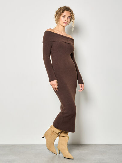 Fluffy Bardot Midaxi Dress