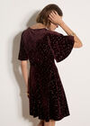 Silver Foil Star Velvet Mini Dress, Burgundy, large