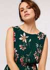 Botanical Pleated Midi Dress, Green, large