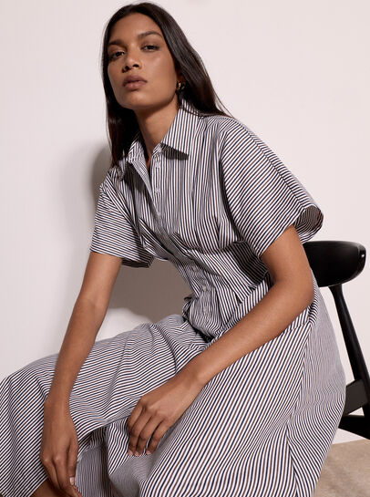 Stripe Structured Shirt Midaxi Dress